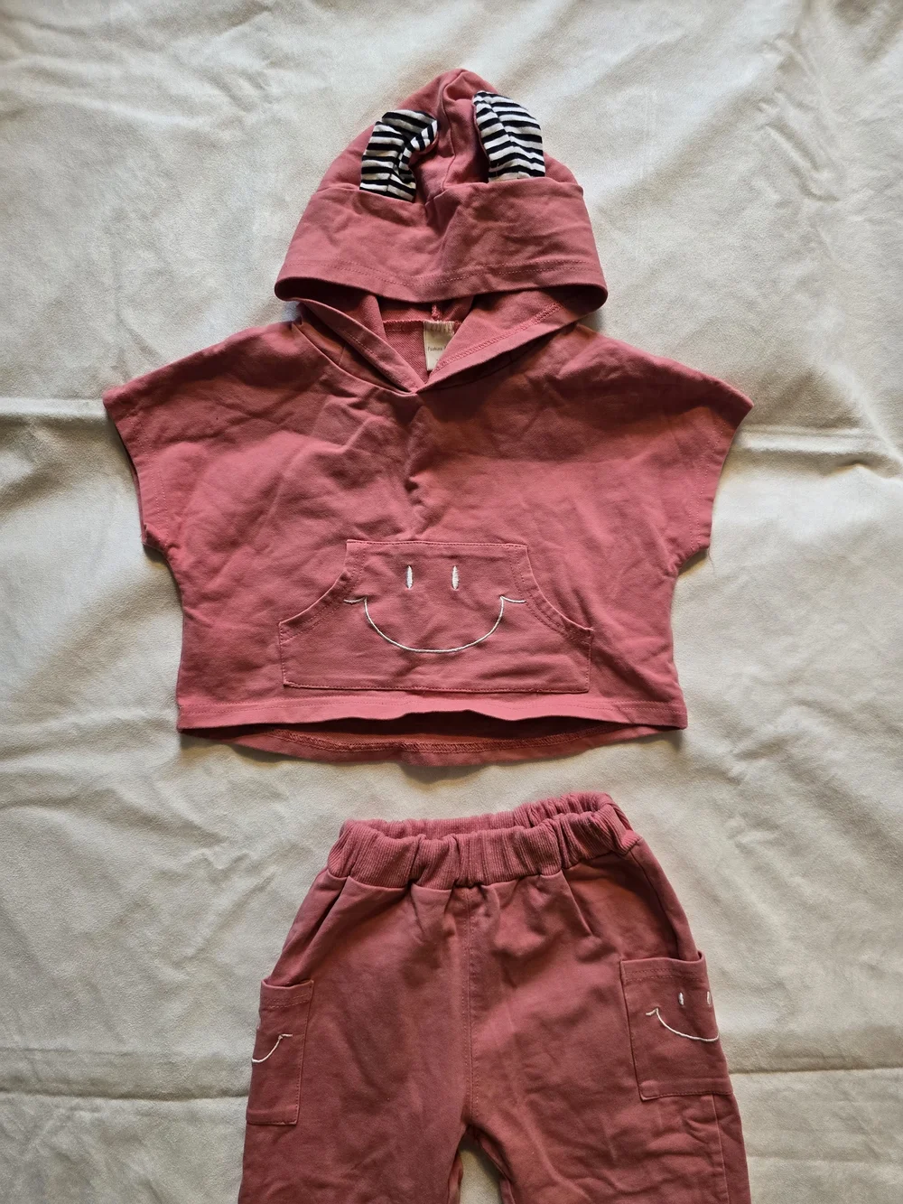 Fashion Baby 2 Piece Hoodie Jogger Set 9 Months Dusty Pink Smiley Outfit